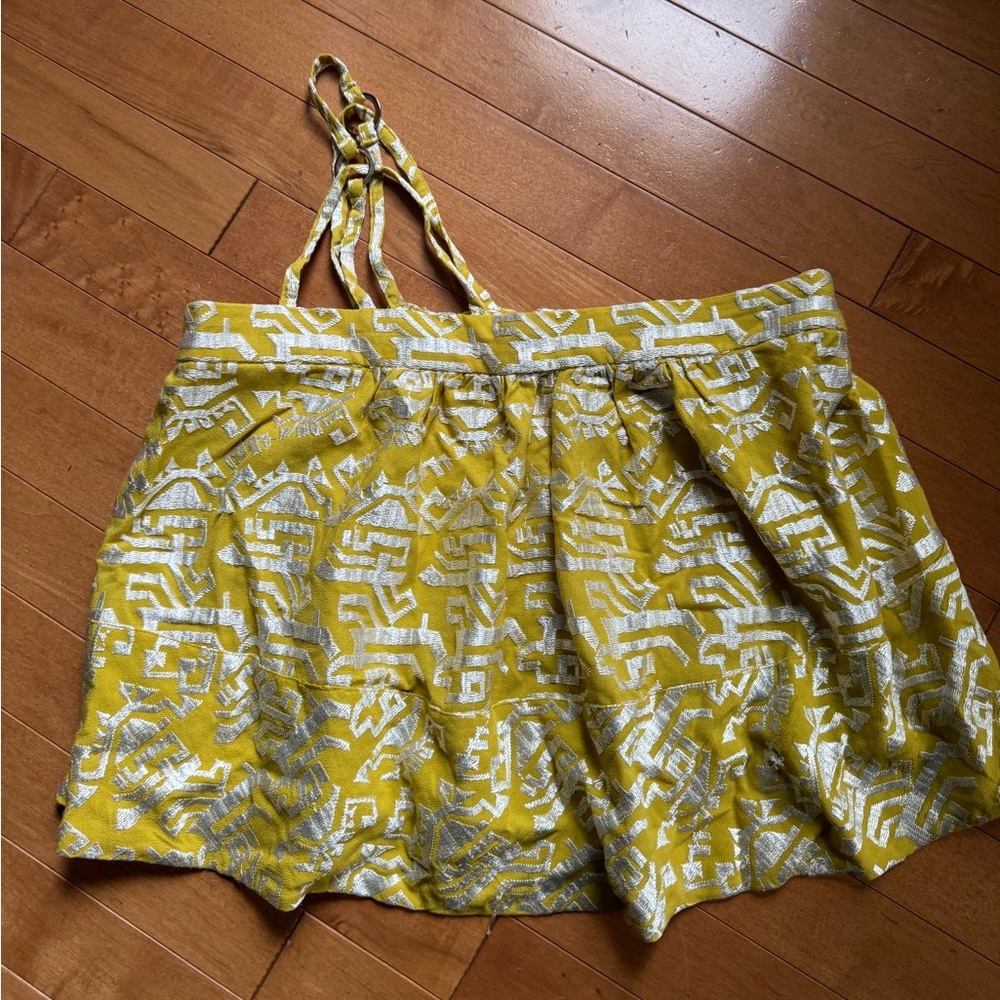 Anthropologie Yellow Cropped Asymmetrical Blouse